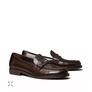 Tory Burch Classic Brown Leather Penny Loafers - Cocoa